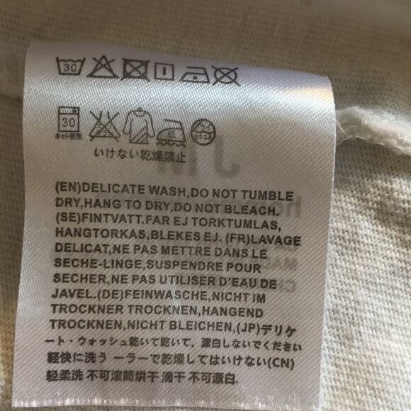 Junmanner White Long Sleeve Intentional Frayed Edges, Pit to Pit 22 1/4" - Picture 7 of 9